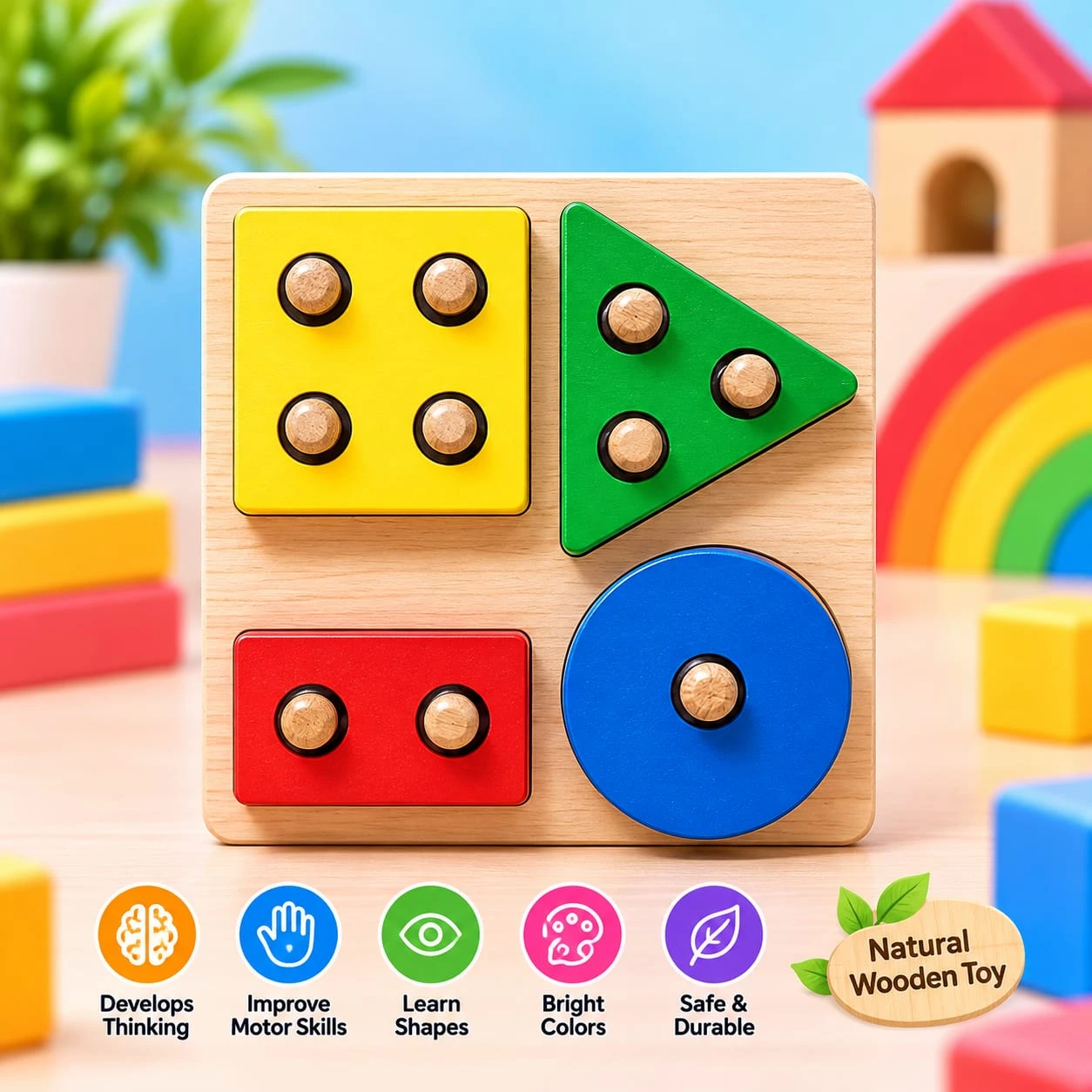 Wooden 4 Pieces Blocks Round